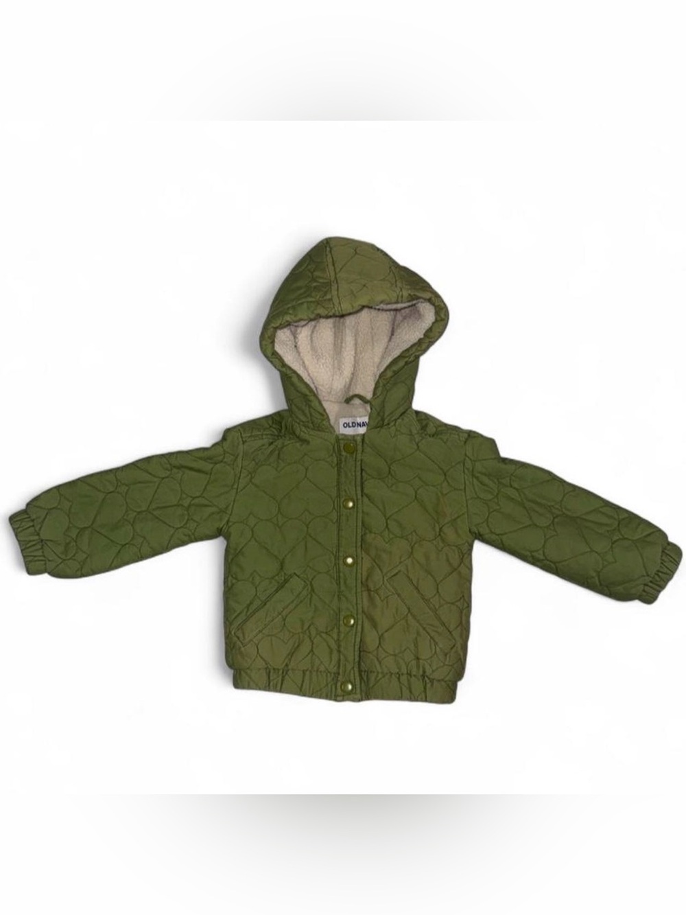 Old Navy Olive Green Quilted Hooded Kids Puffer